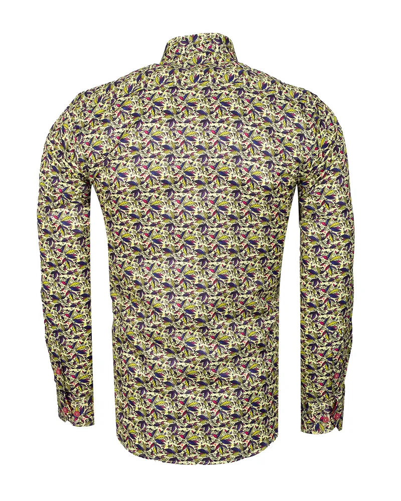 Yellow Colourful Leaf Print Shirt