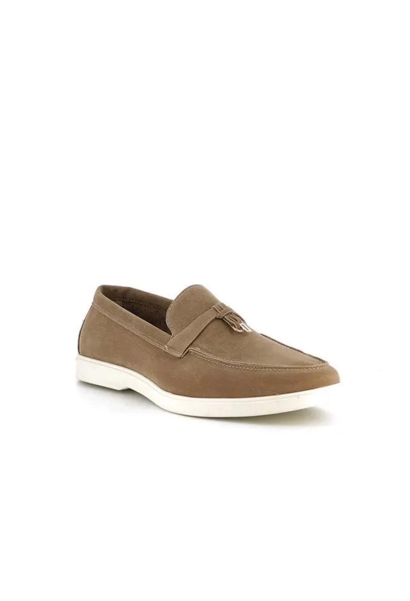 Velvet Loafers with Tassel and Metal Charm
