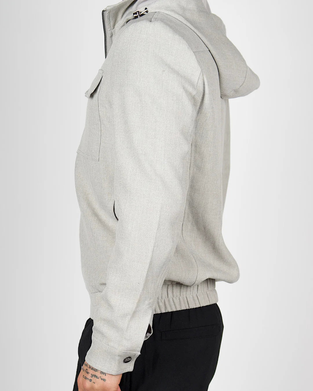 Beige Zip Utility Jacket with Hood