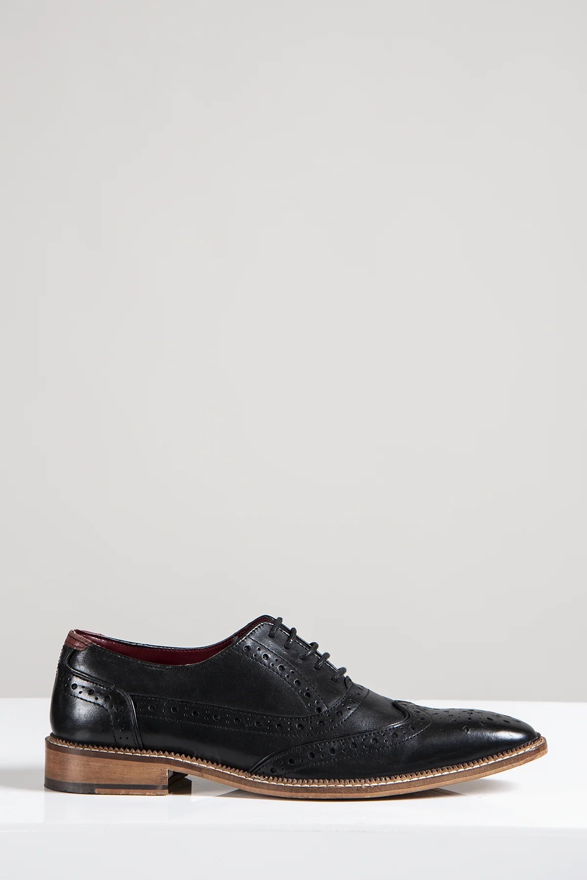 Larkin - Black Leather Brogue Shoe