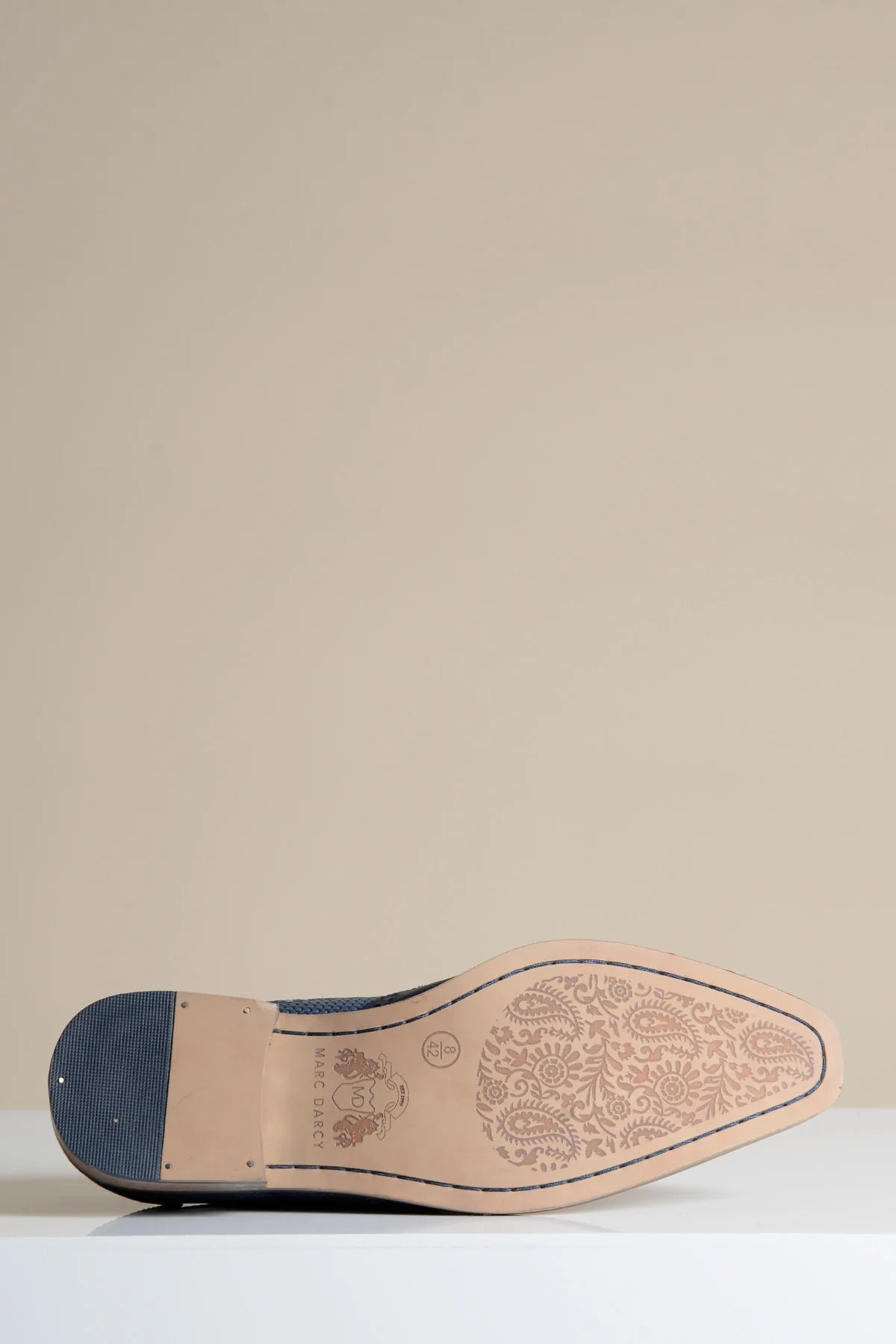 Brandon - Navy Blue Leather Wingtip Brogue Shoe