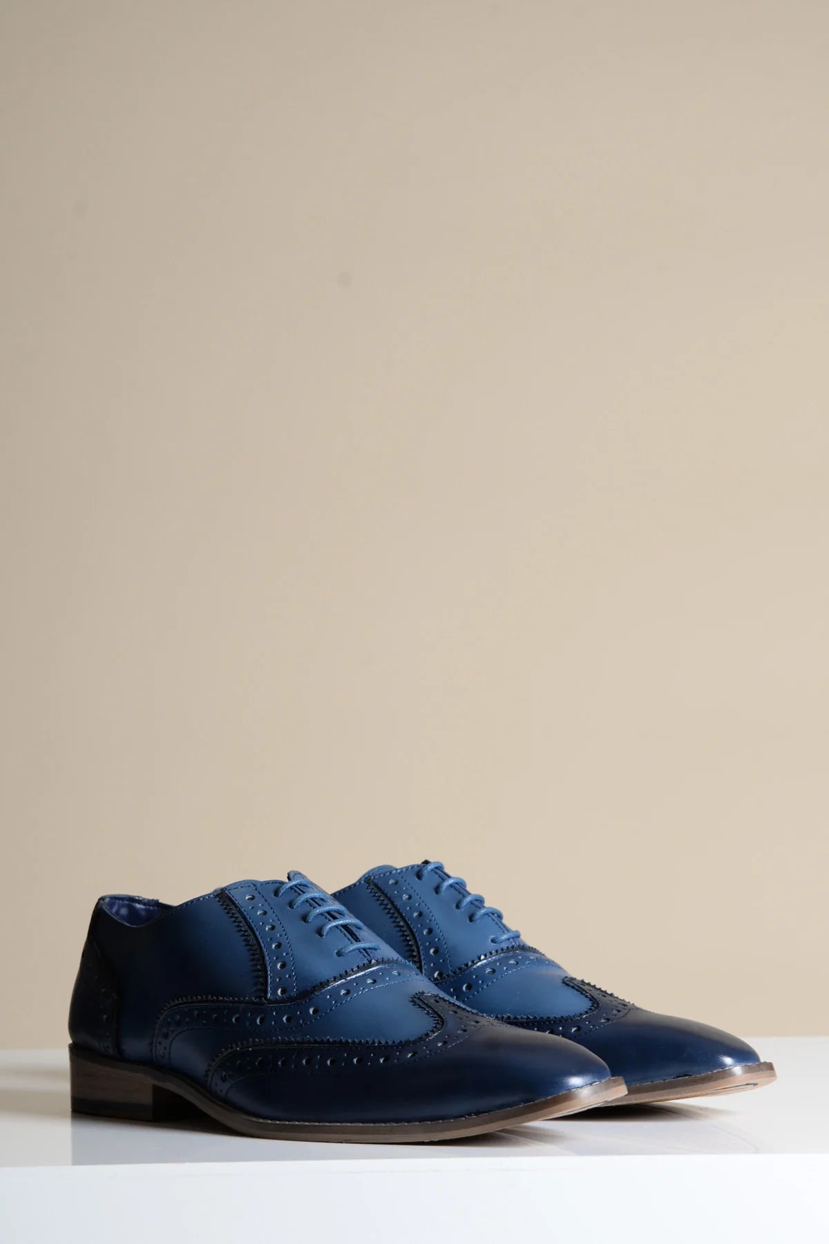 Marco - Navy Blue Leather Wingtip Oxford Shoe