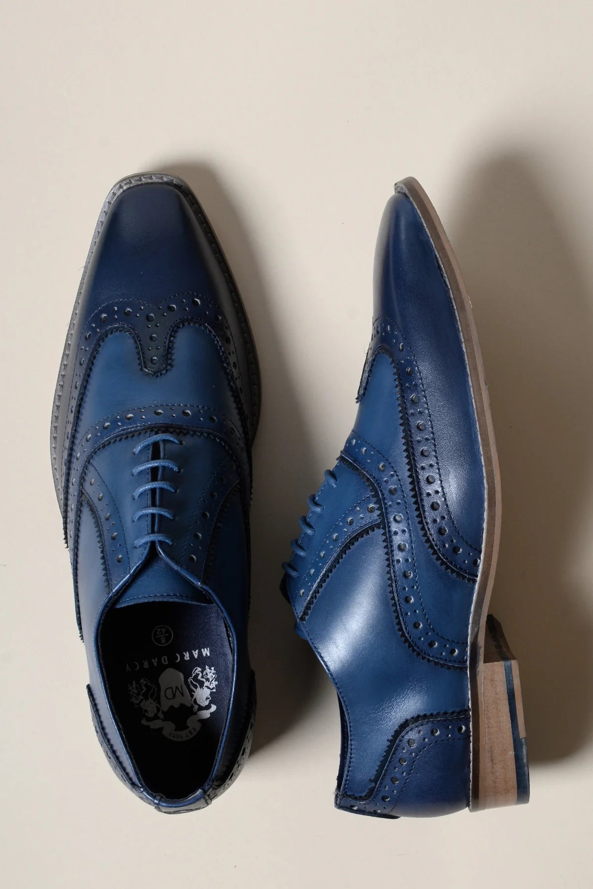 Marco - Navy Blue Leather Wingtip Oxford Shoe
