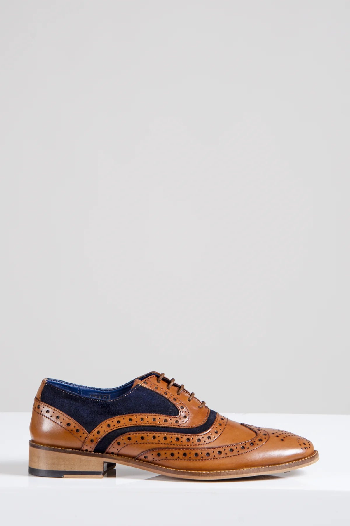 Murray - Tan Leather Suede Contrast Brogue Shoe