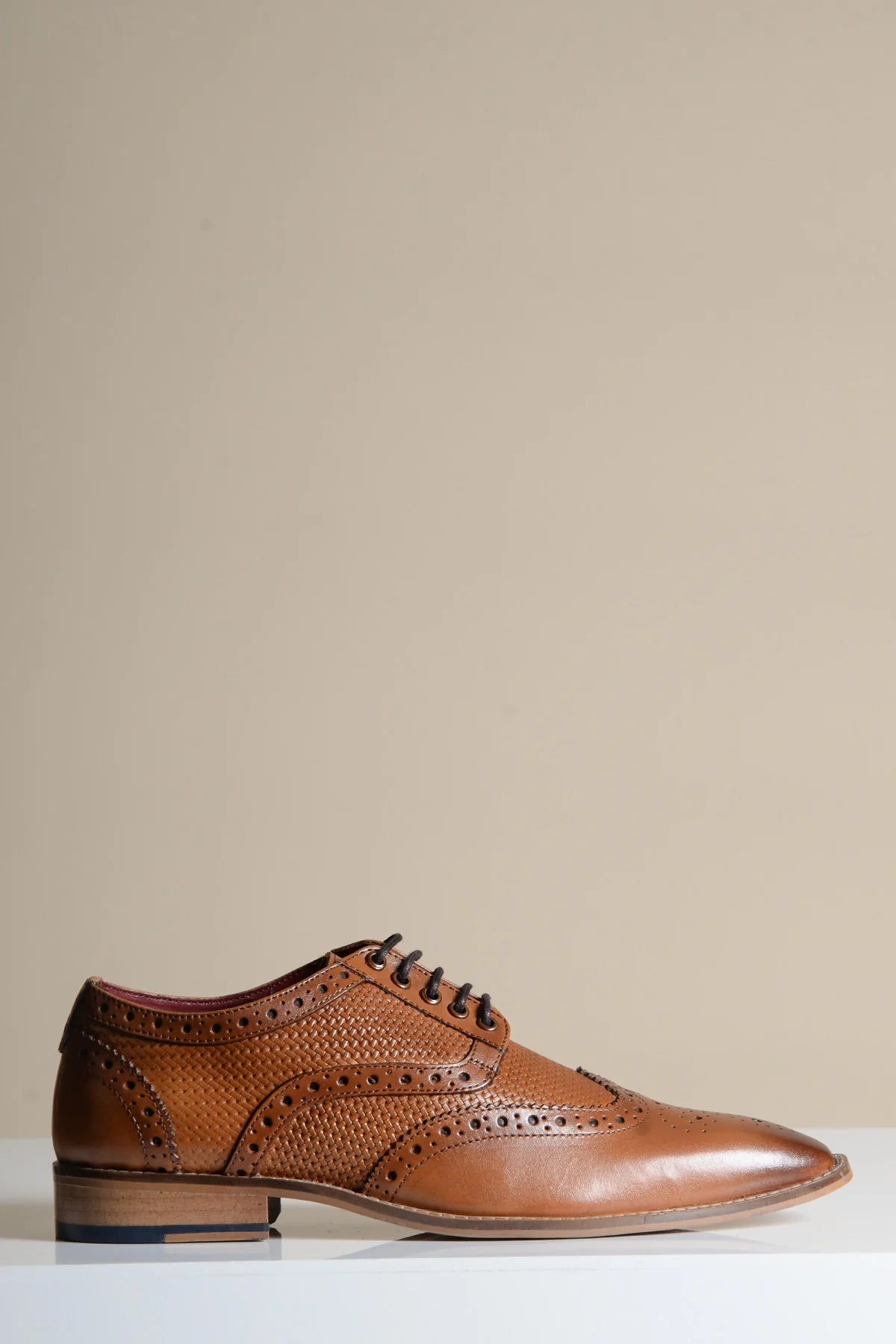 Brandon - Dark Tan Leather Wingtip Brogue Shoe