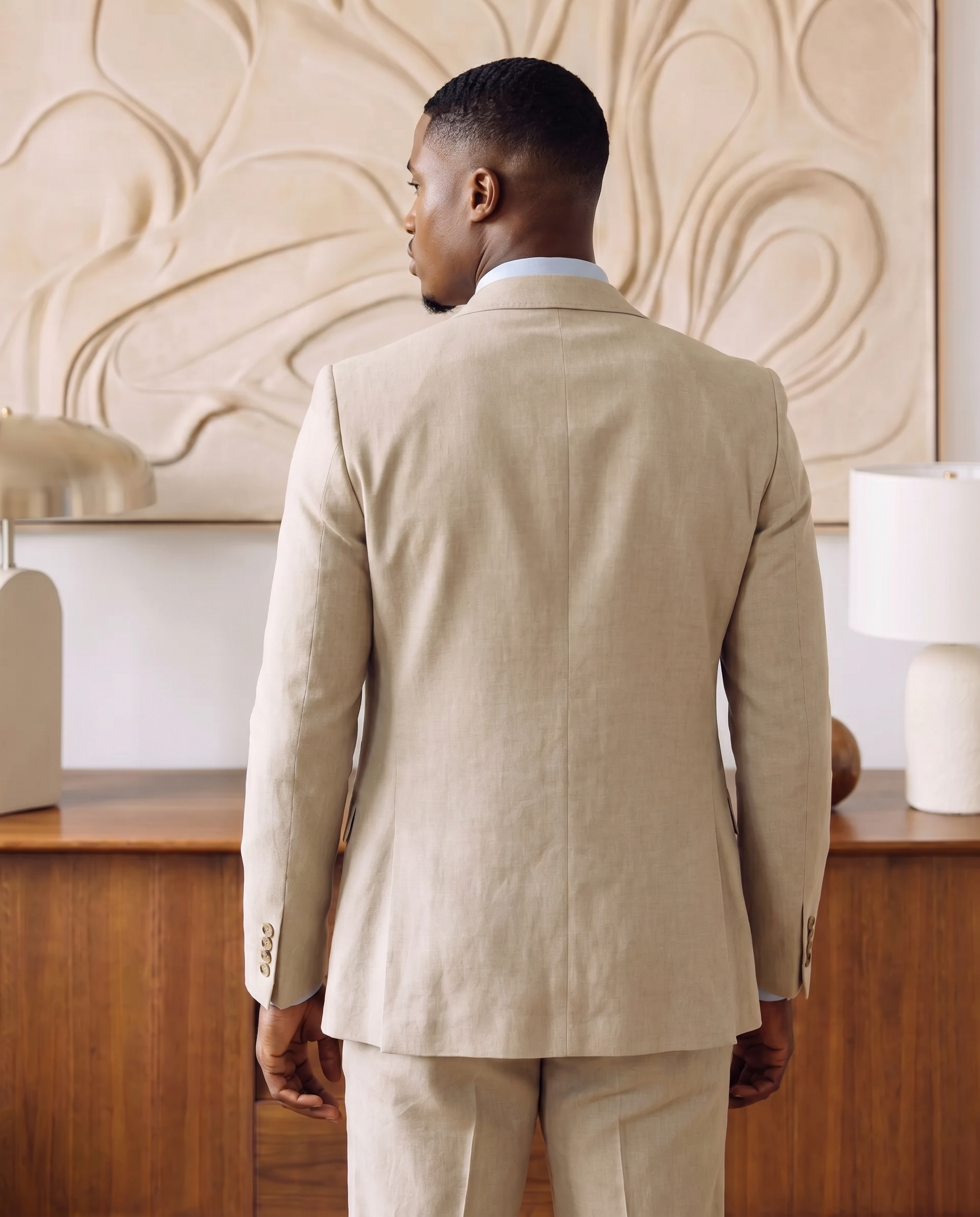 Father & Stone - Bromley Stone Check Print Three Piece Suit