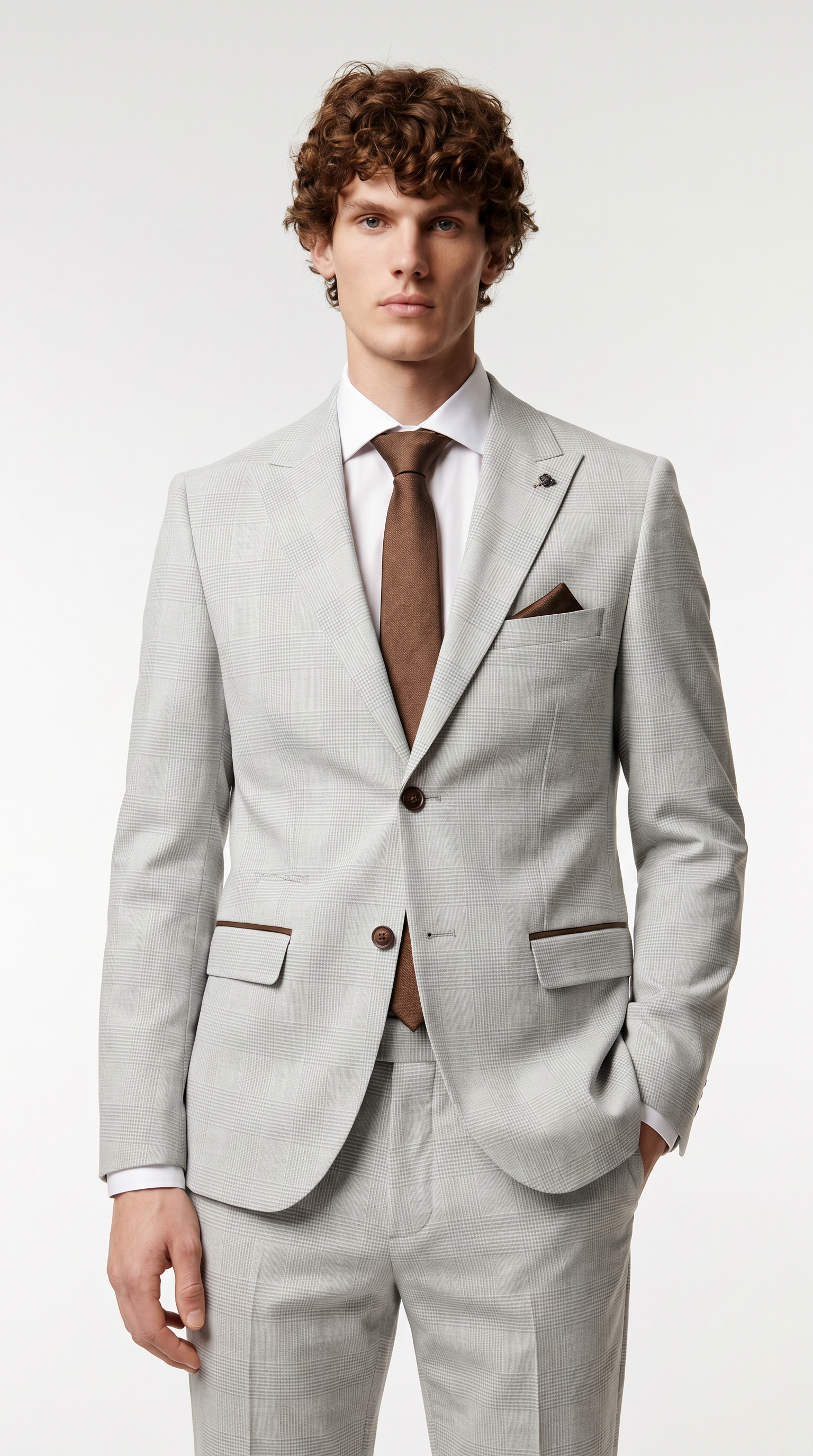 Mark - Stone Check Two Piece Suit