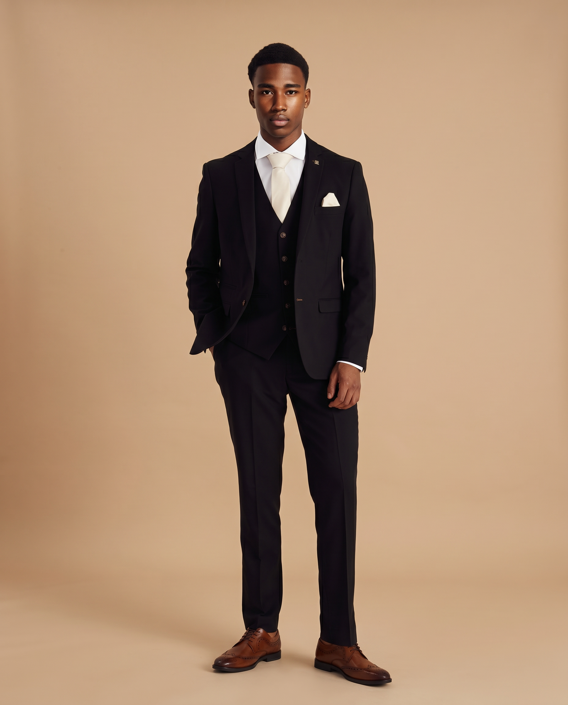 Mayfair - Black Textured Three Piece Prom Suit