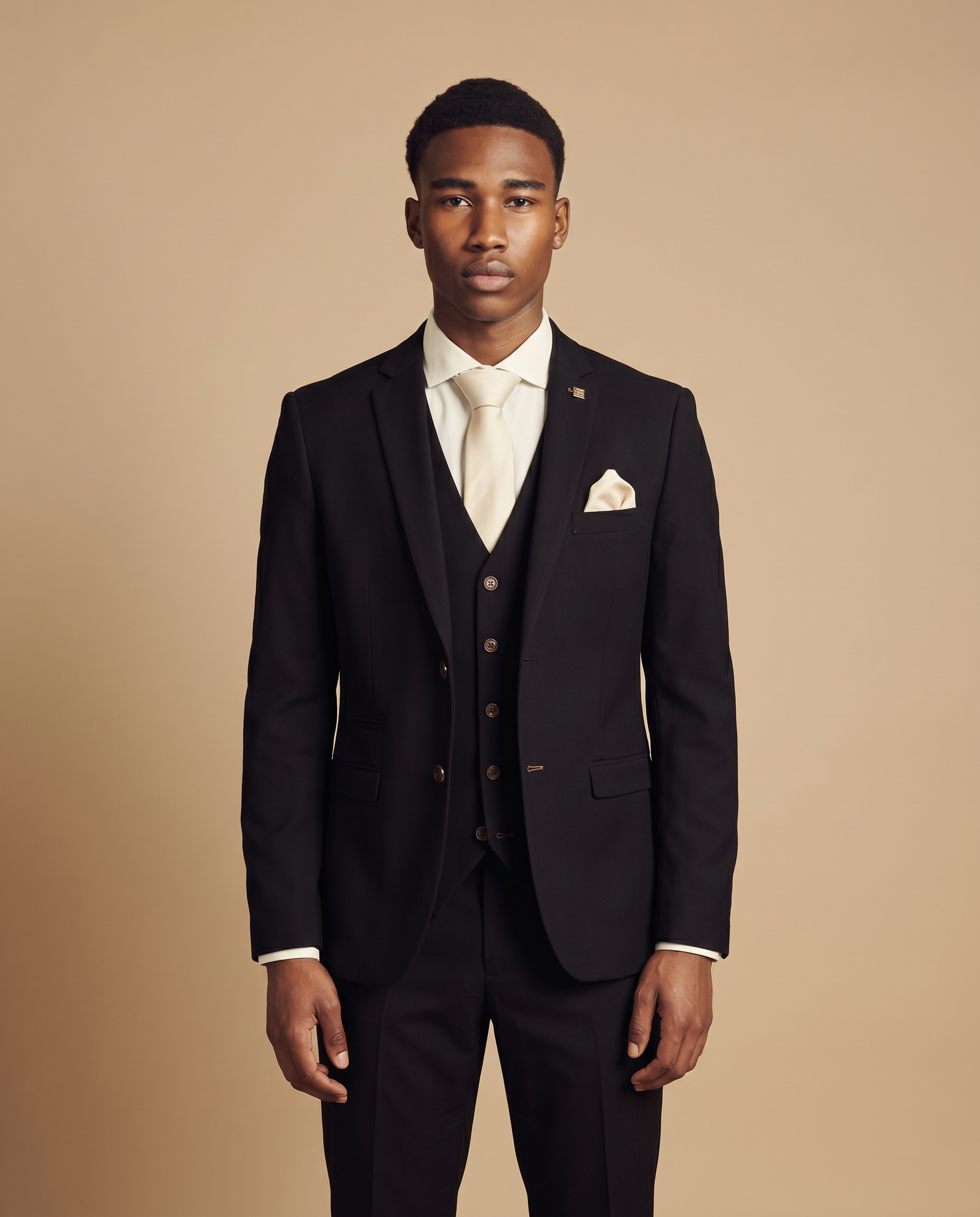 Mayfair - Black Textured Three Piece Prom Suit