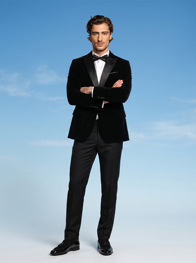 Esquire - Black Lightweight Velvet Tuxedo Blazer
