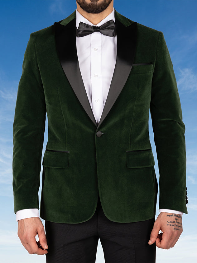 Esquire - Green Lightweight Velvet Tuxedo Blazer