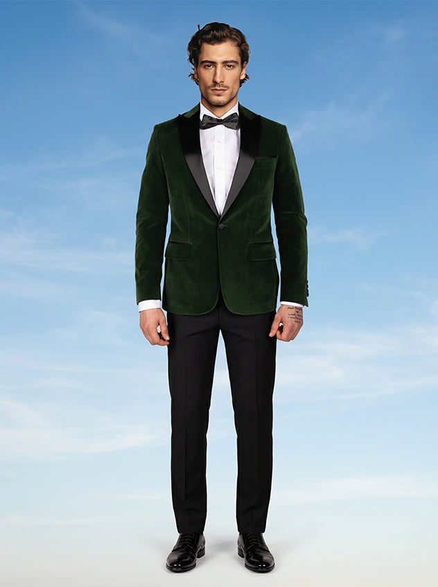 Esquire - Green Lightweight Velvet Tuxedo Blazer