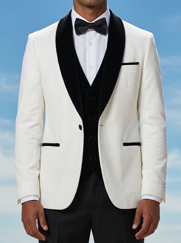 Esquire - White Lightweight Velvet Tuxedo Blazer
