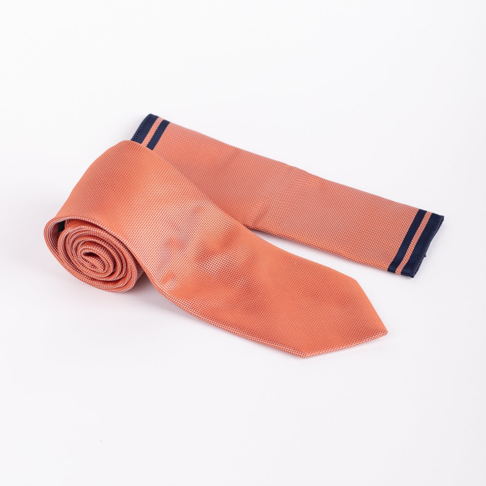 Houndstooth - Tie & Pocket Square Set in Orange & Navy