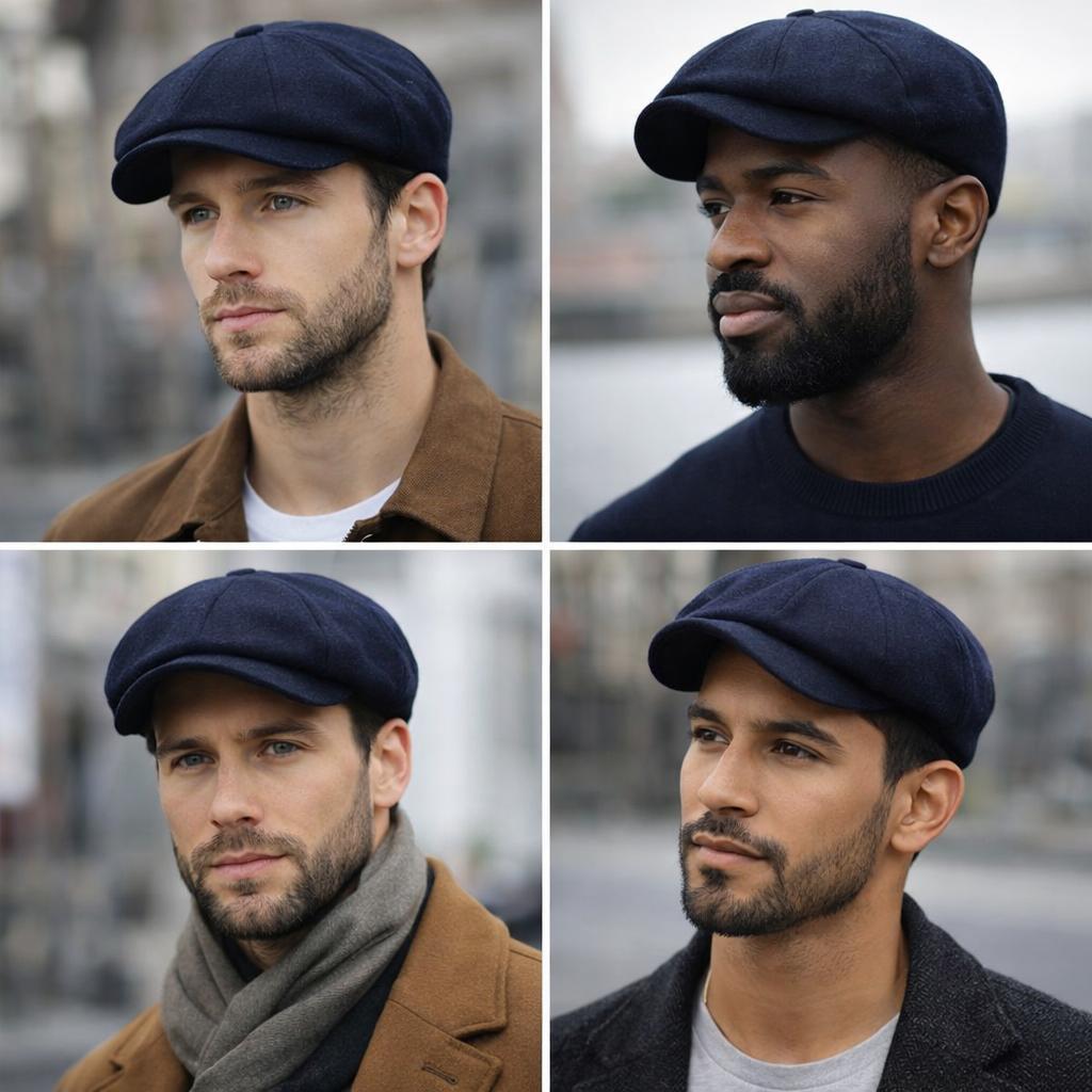 Navy Plain Baker Style Flat cap