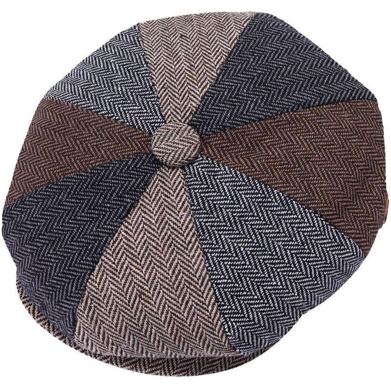 Light Herringbone Newsboy Flat Cap