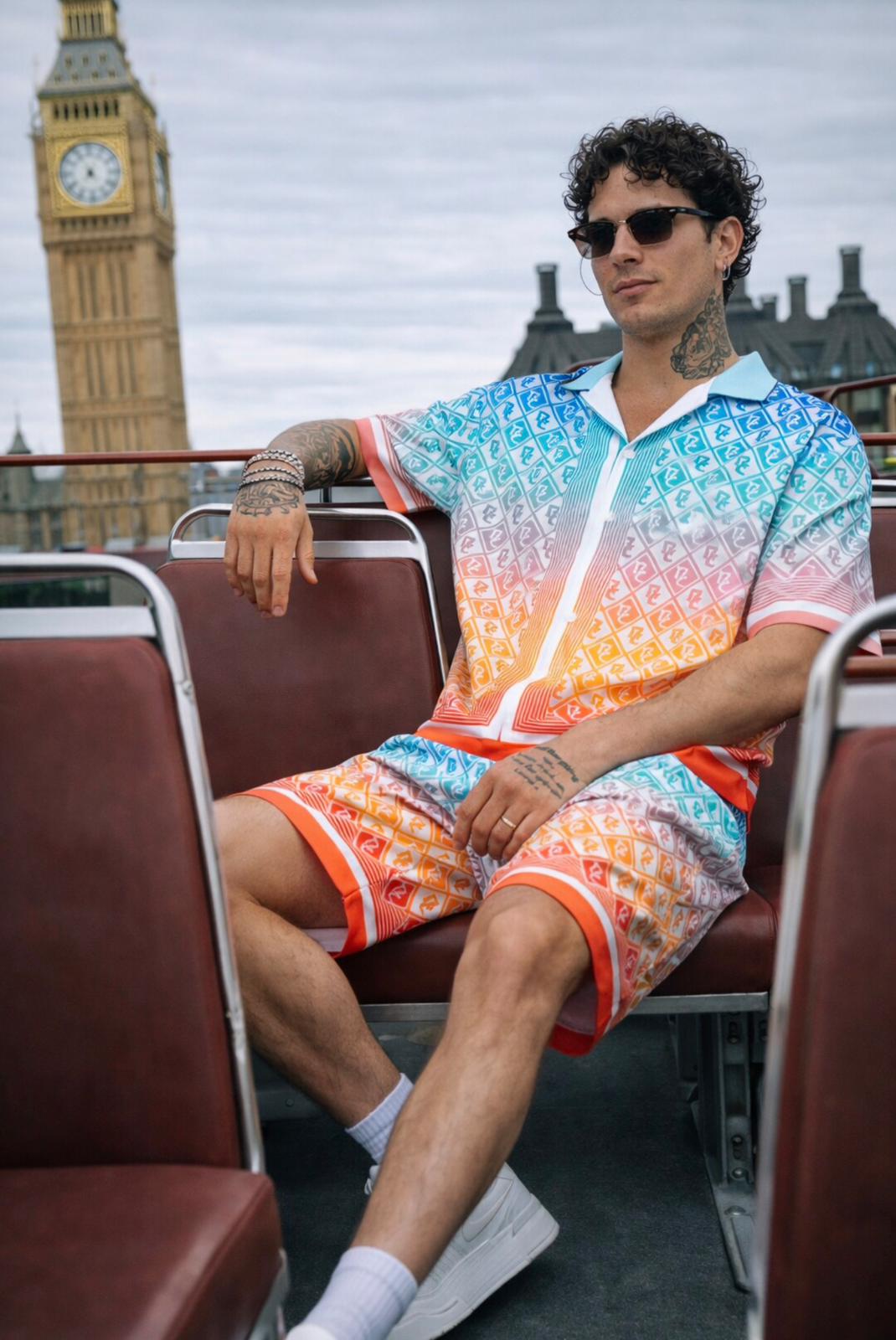 Multi Gradient RC Monogram Shirt & Short Set