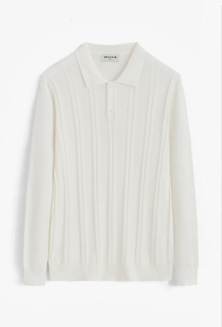 Esquire Long Sleeve Polo – White