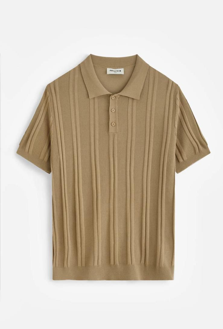 Esquire Ribbed Polo – Camel