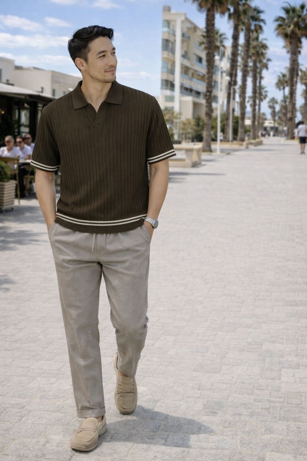 Esquire Contrast Trim Polo – Brown