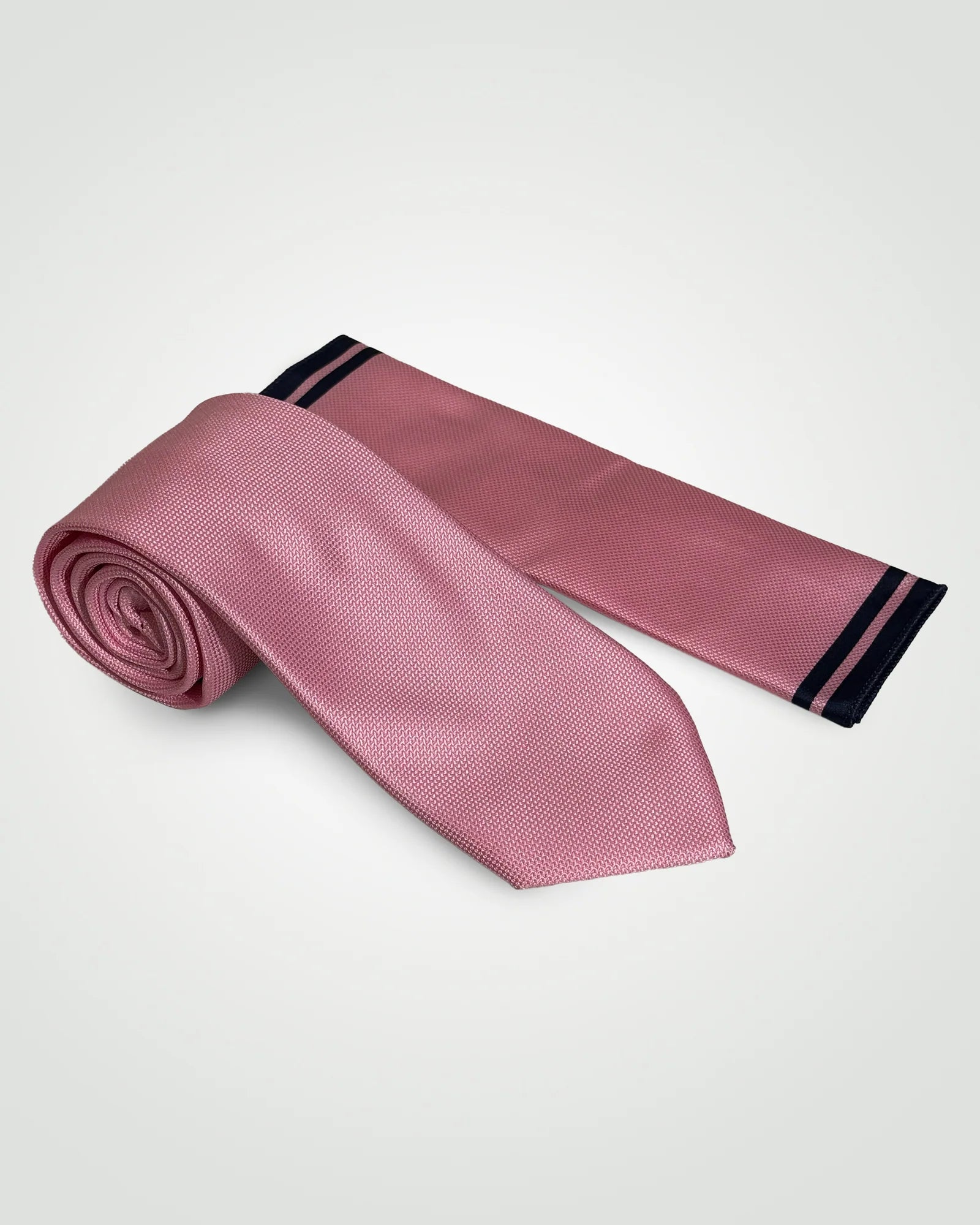 Textured - Tie & Pocket Square Set in Pink & Navy