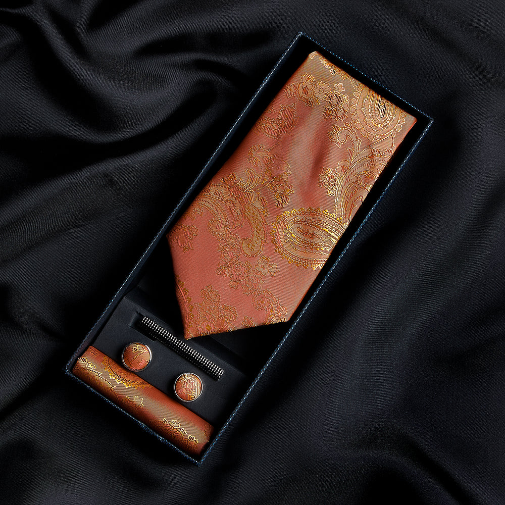 Paul Andrew - Orange Paisley Tie Set
