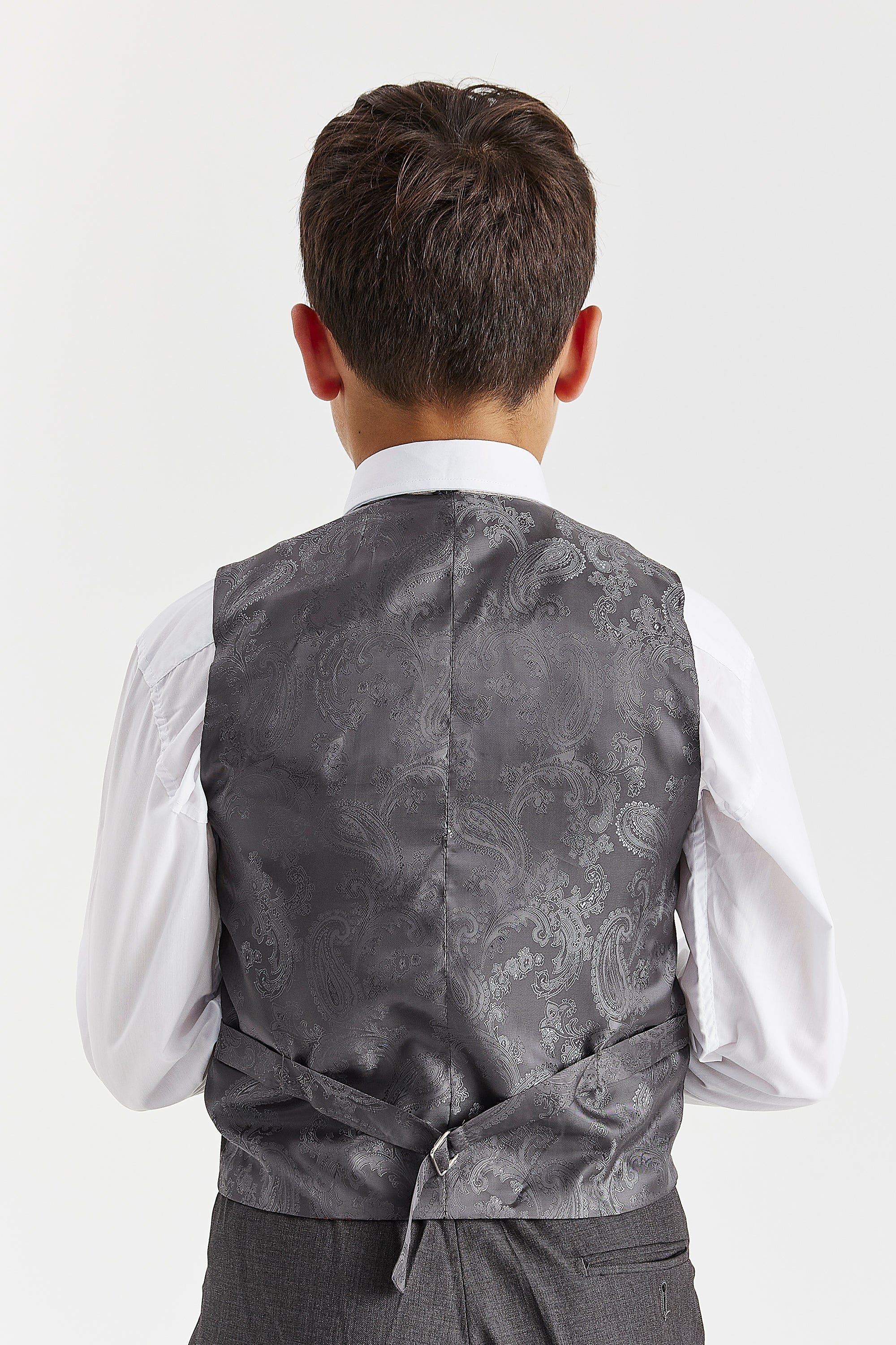 Boy's Charles Charcoal three piece suit - full length