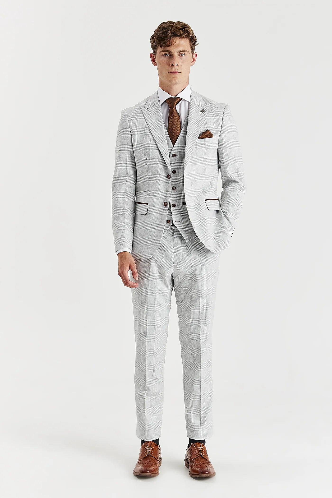 Mark - Stone Check Three Piece Suit