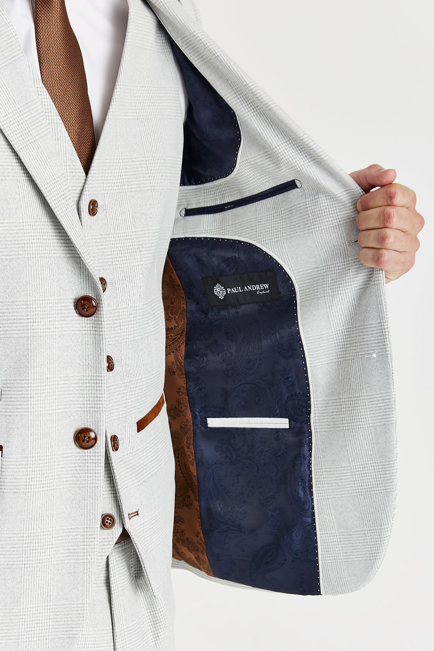 Mark - Stone Check Three Piece Suit