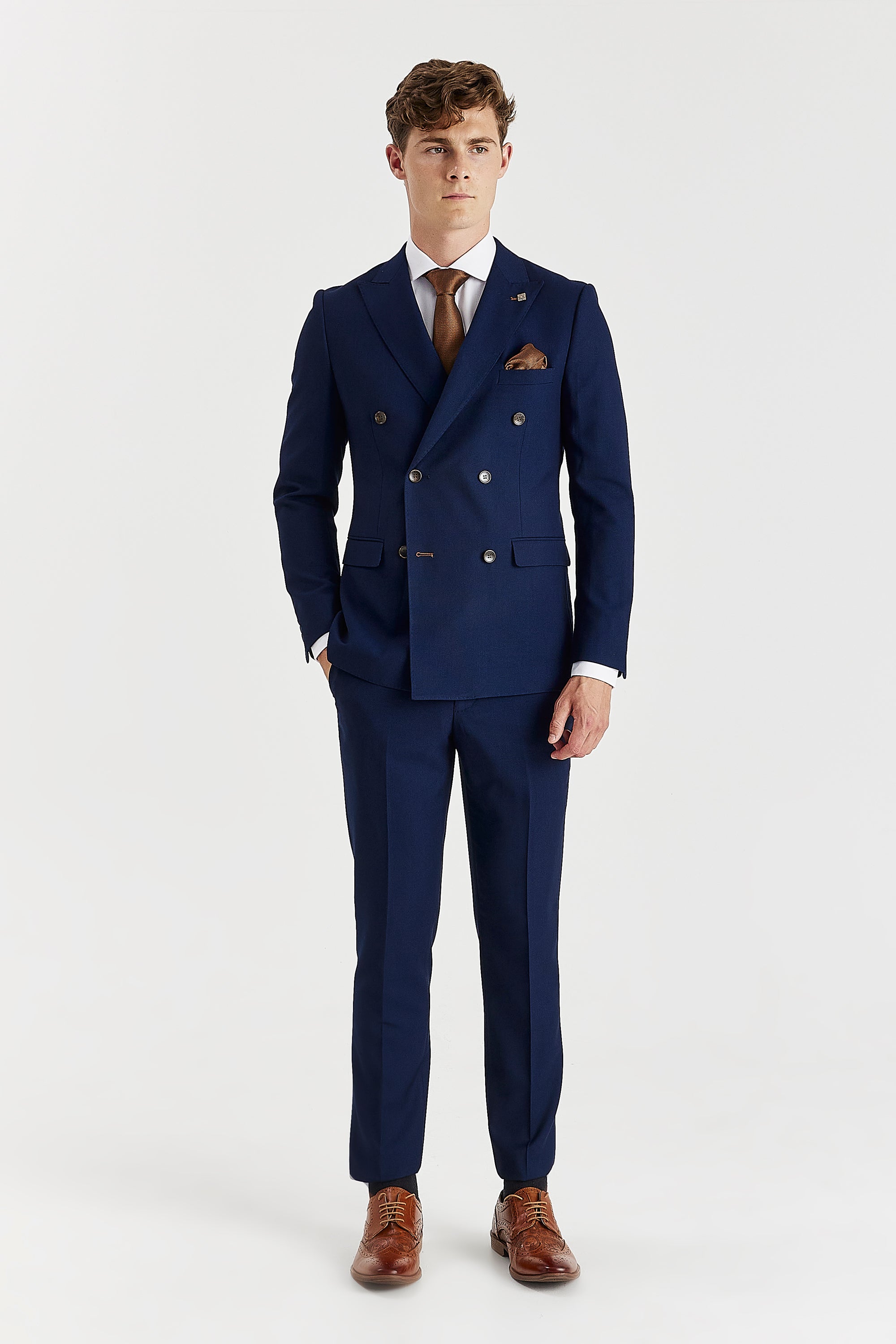Mayfair Navy double breasted suit - blazer detail
