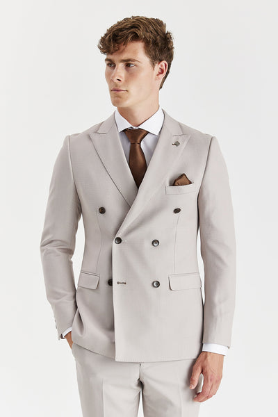 Mayfair - Men's Stone Double Breasted Blazer