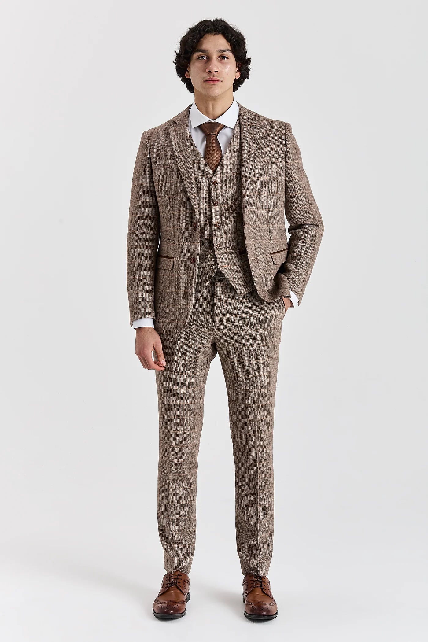 Harris Brown - Herringbone Tweed Check Three Piece Suit