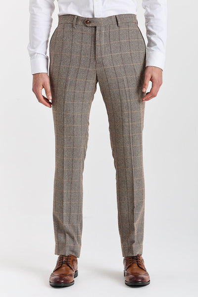 Harris - Brown Tweed Check Trousers