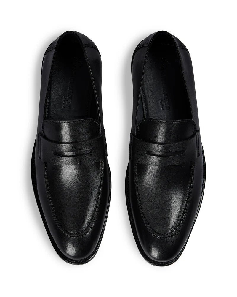 Ted - Black Leather Loafer Shoe