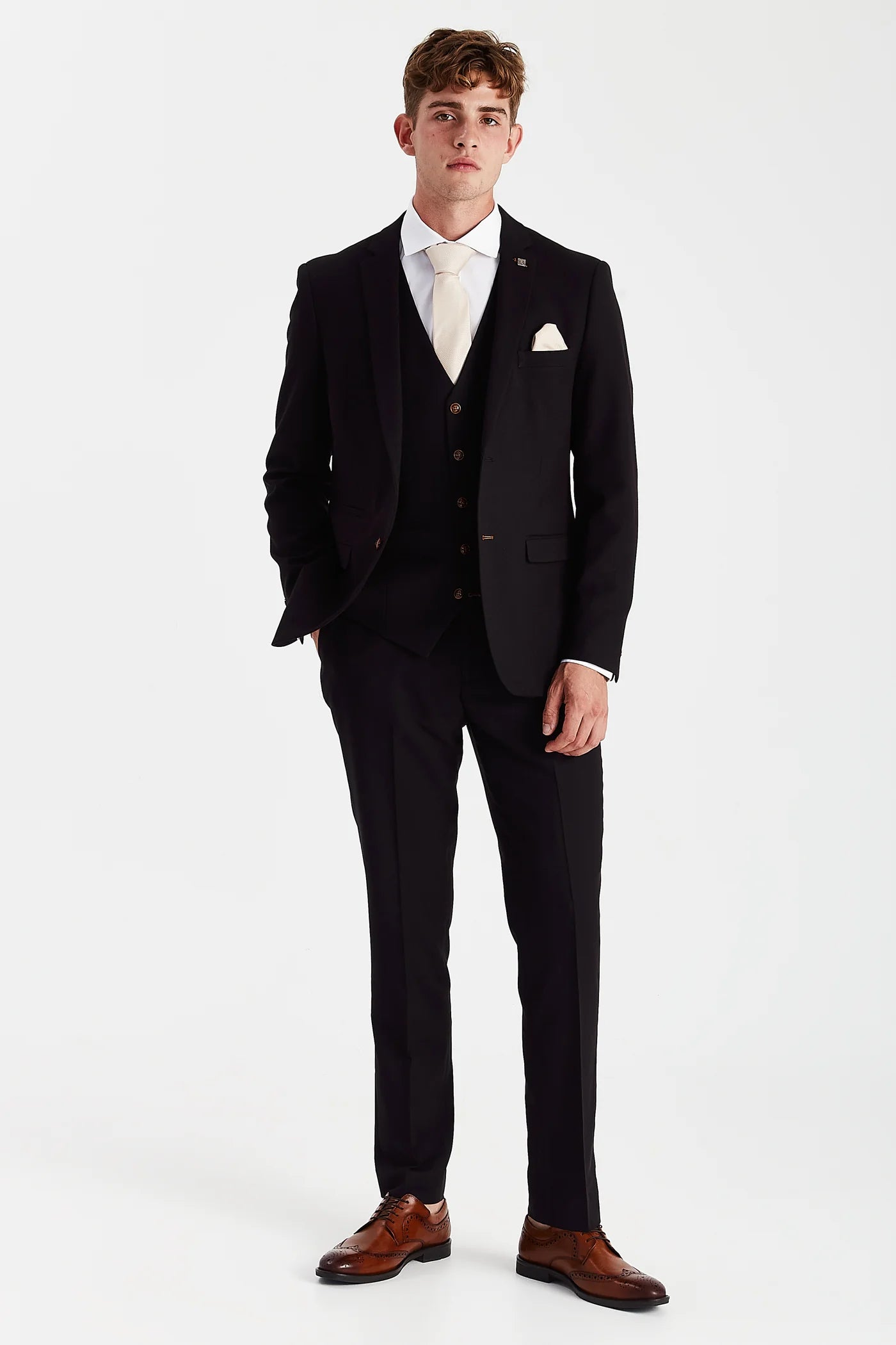 Mayfair - Black Textured Three Piece Suit