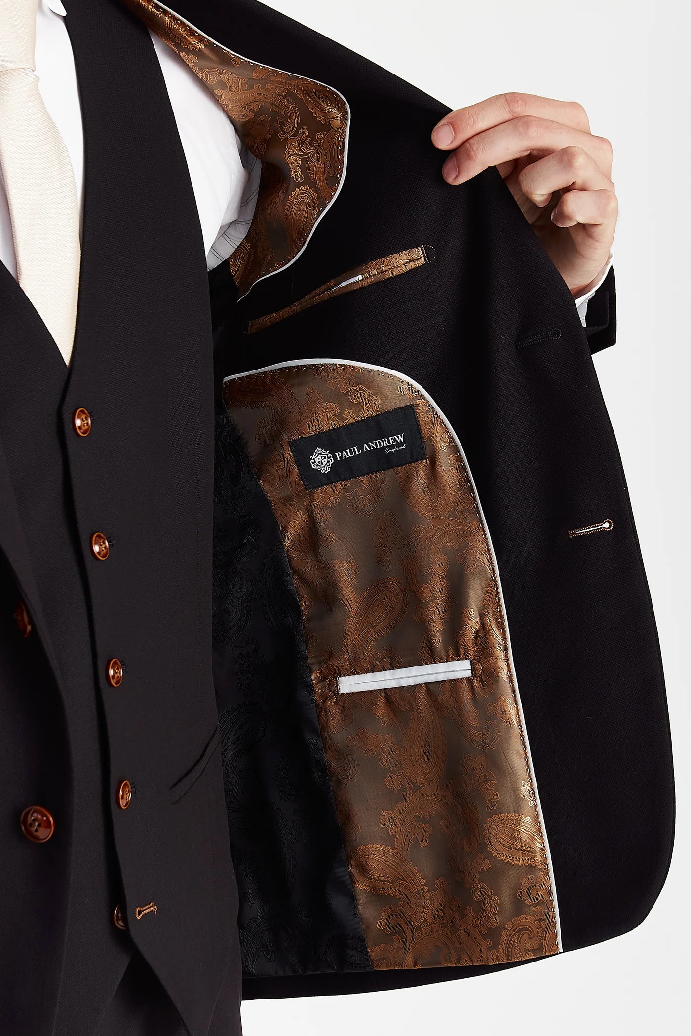 Mayfair - Black Textured Three Piece Suit