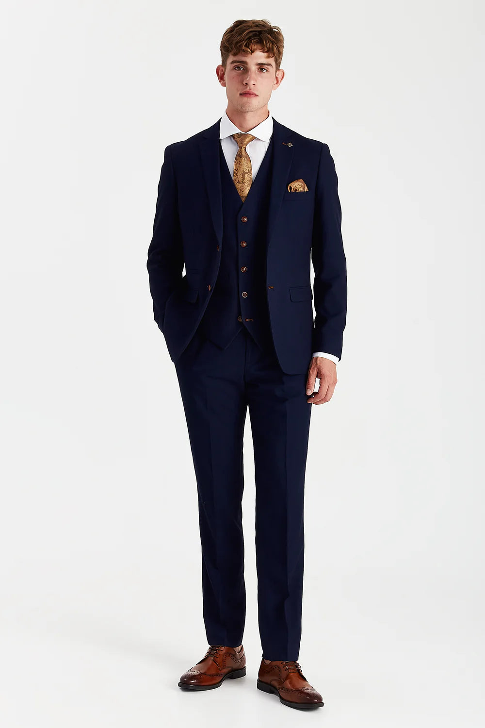 Mayfair - Navy Textured Three Piece Suit