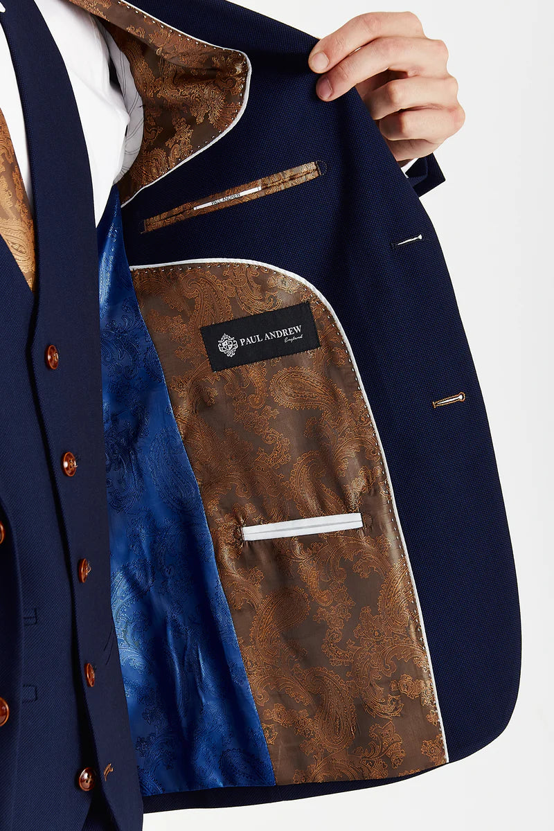 Mayfair - Navy Textured Three Piece Suit