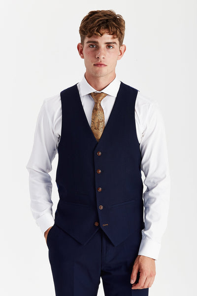 Mayfair - Men's Navy Textured Waistcoat