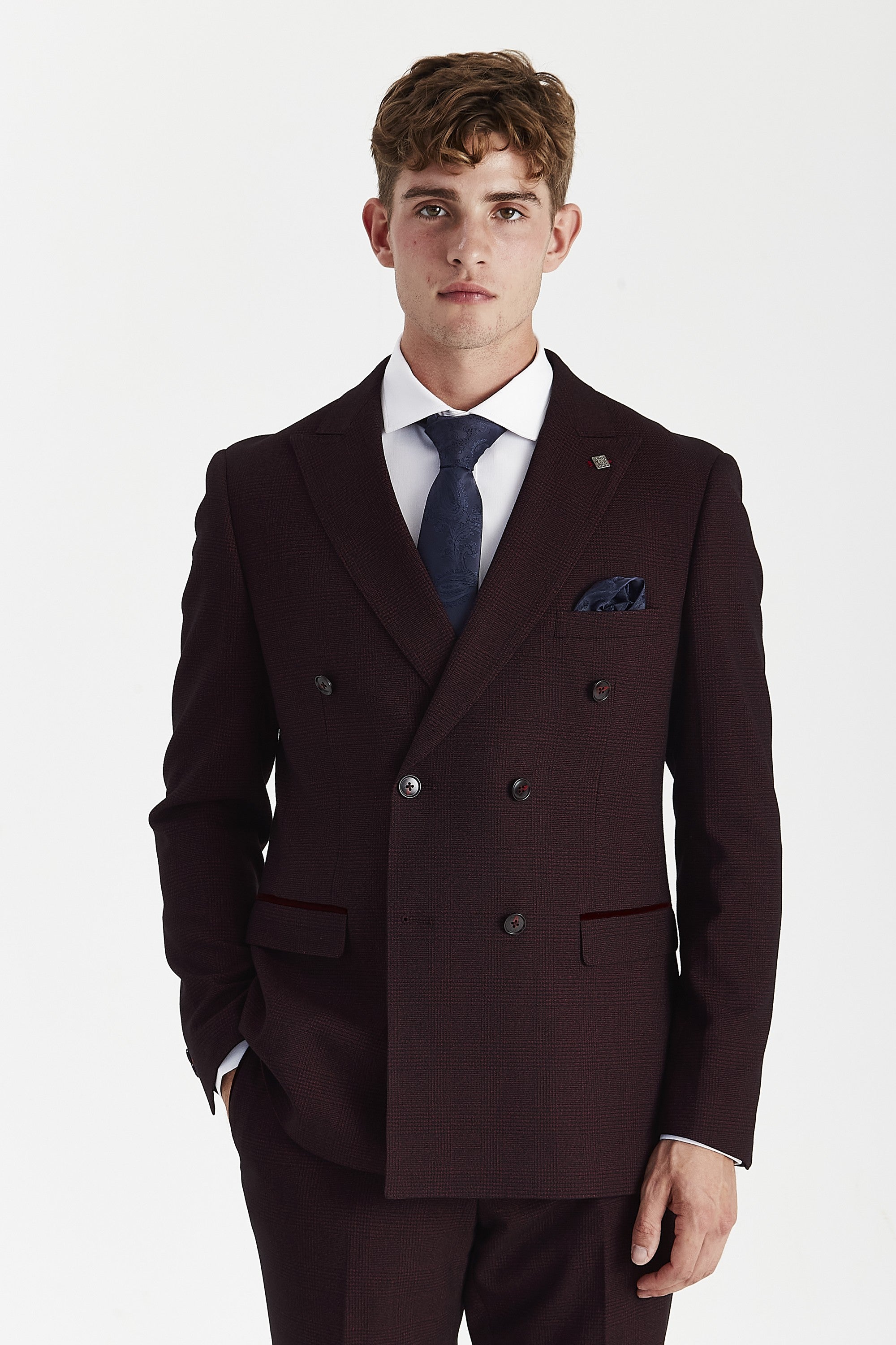 Regent Wine double breasted two piece suit - front