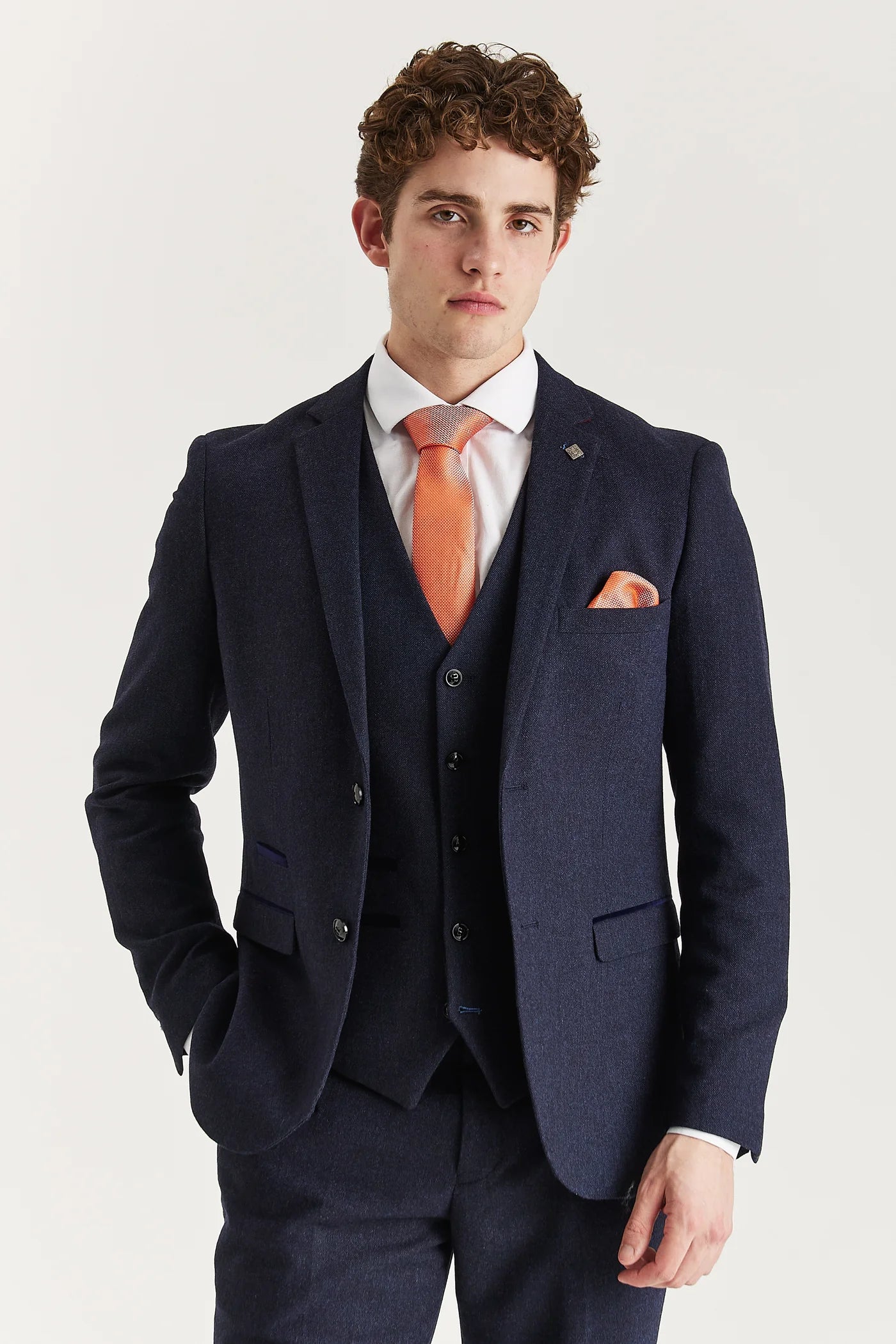 Oscar -  Navy Tweed Three Piece Suit