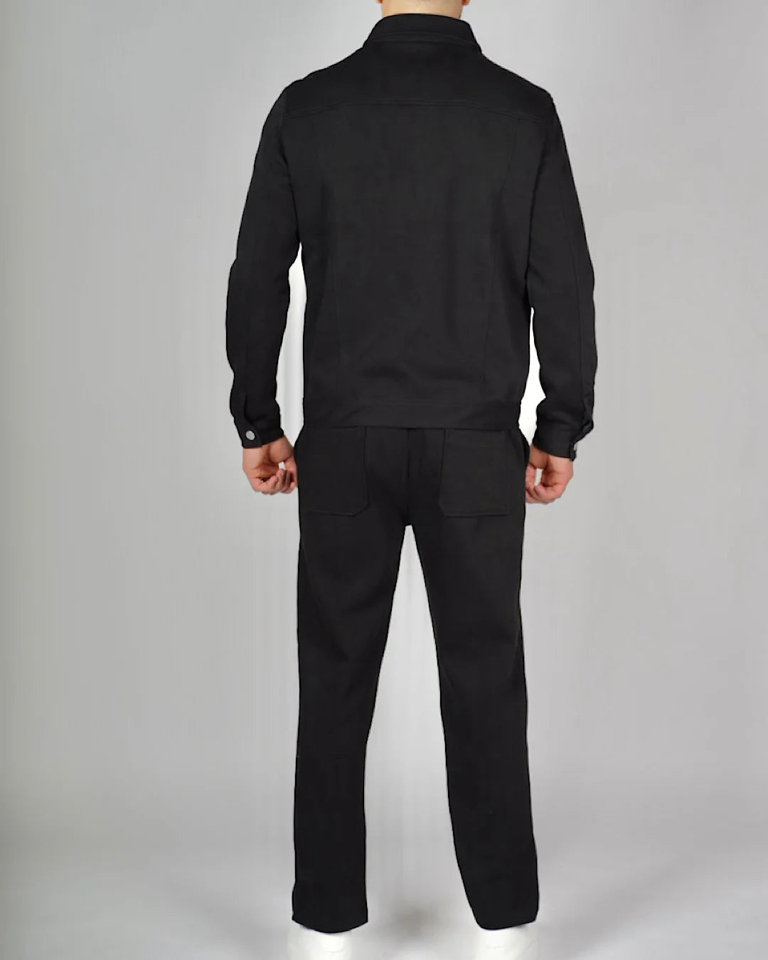 Black Zip Utility Jacket & Trouser Set