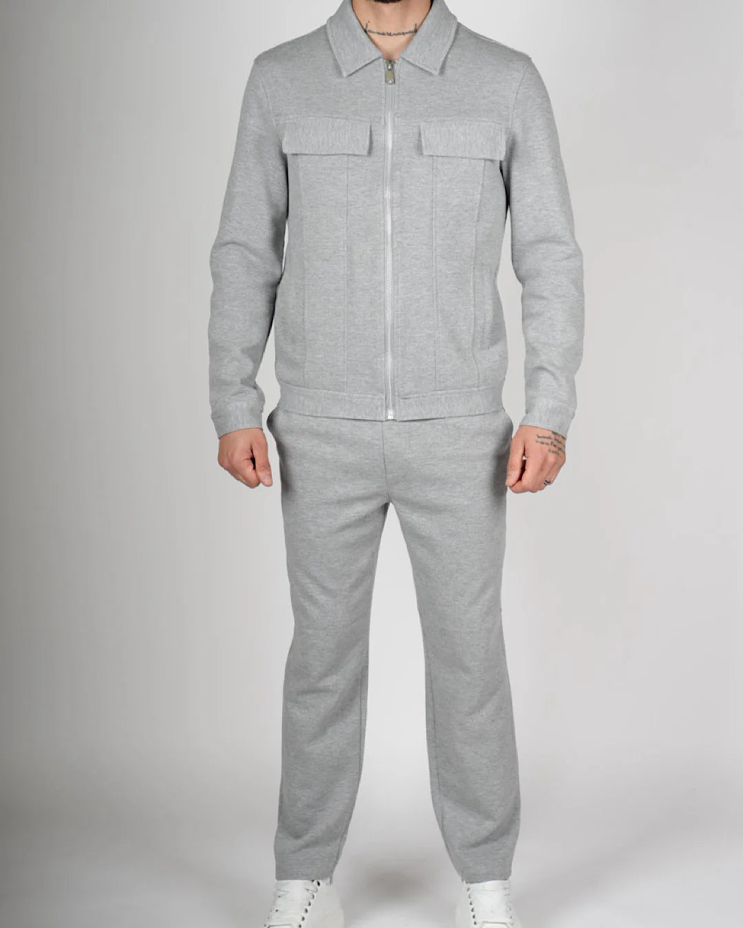 Grey Zip Utility Jacket & Trouser Set