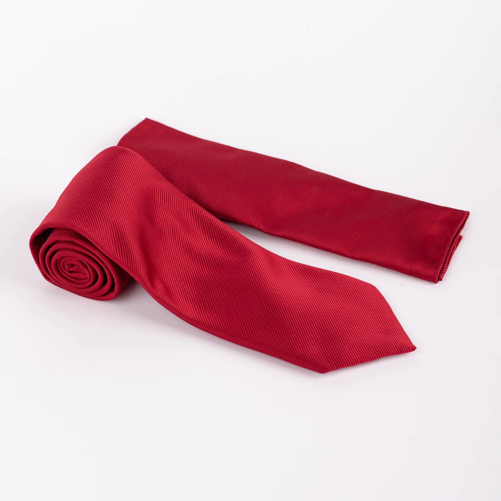 Diagonal Striped - Tie & Pocket Square Set in Red