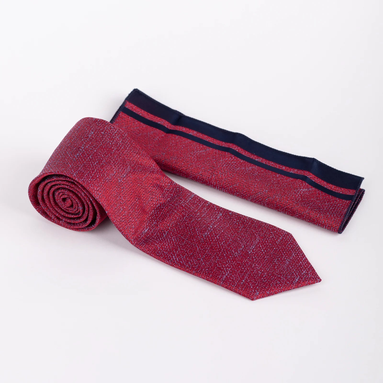 Houndstooth - Tie & Pocket Square Set in Red & Navy