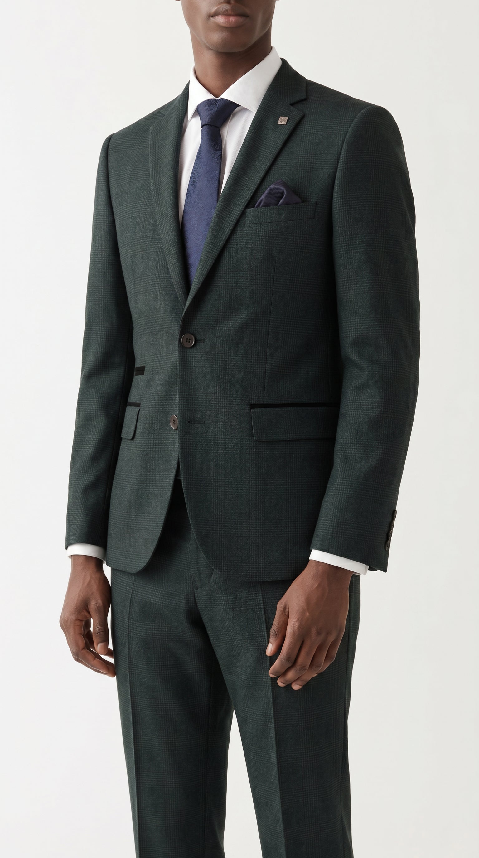 Regent Olive Check Two-Piece Suit