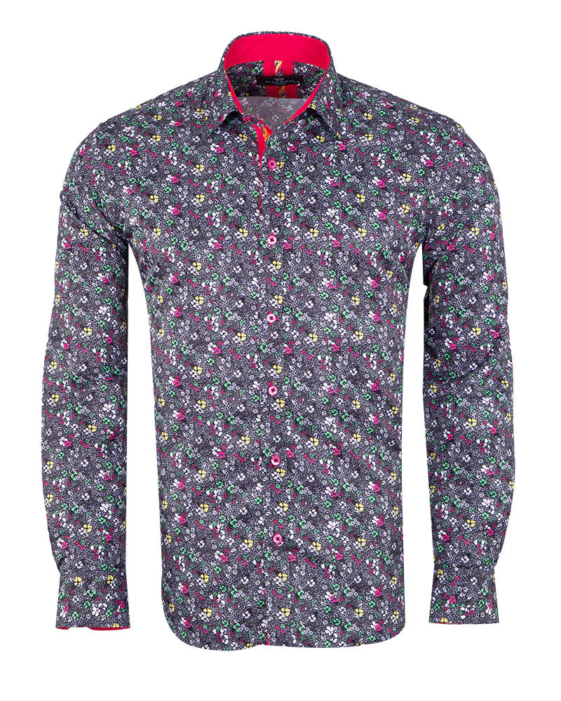 Makrom Fuchsia Colourful Floral Print Shirt