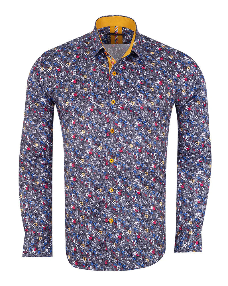 Black Colourful Floral Print Shirt