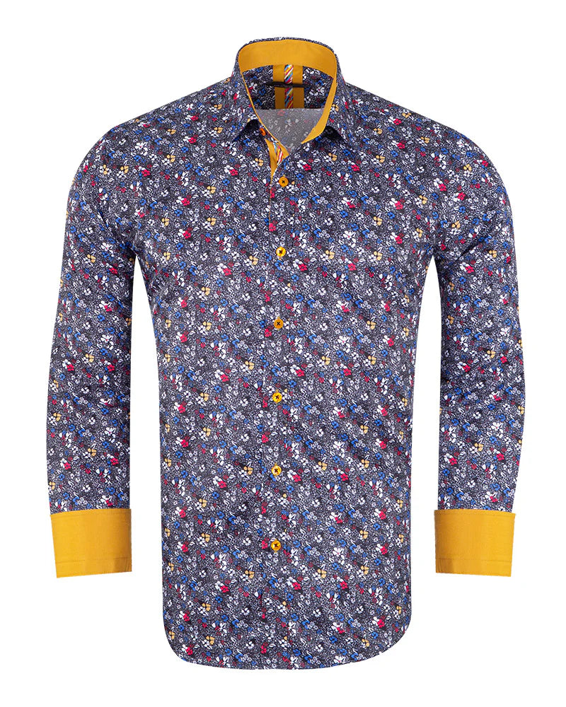 Black Colourful Floral Print Shirt