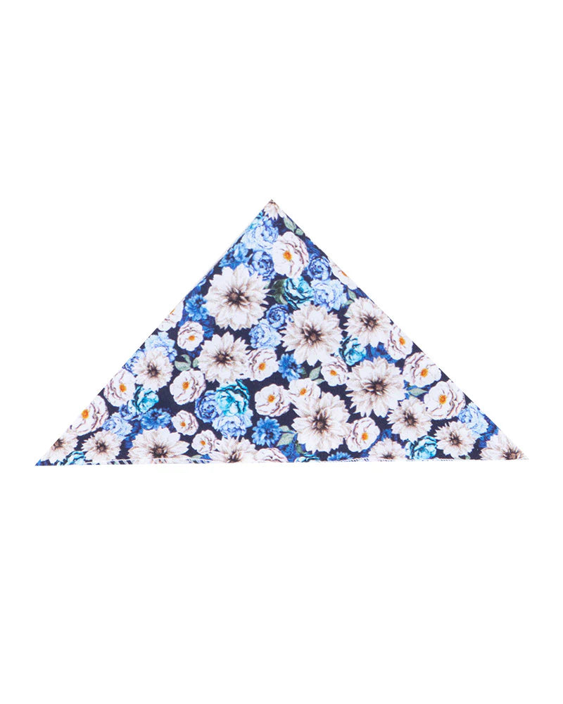 Blue Floral Print Shirt with Matching Handkerchief